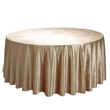 Premium Velvet 120" Round Tablecloth Champagne - Reusable Soft & Seamless Table Cover