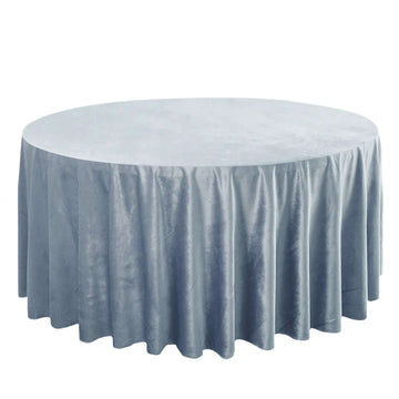 Premium Velvet 120" Round Tablecloth Dusty Blue - Reusable Soft & Seamless Table Cover