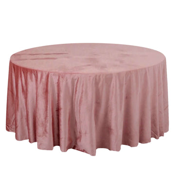 Premium Velvet 120" Round Tablecloth Dusty Rose - Reusable Soft & Seamless Table Cover