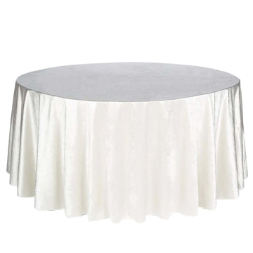 Premium Velvet 120" Round Tablecloth Ivory - Reusable Soft & Seamless Table Cover