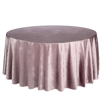 Premium Velvet 120" Round Tablecloth Mauve - Reusable Soft & Seamless Table Cover