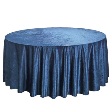 Premium Velvet 120" Round Tablecloth Navy Blue - Reusable Soft & Seamless Table Cover