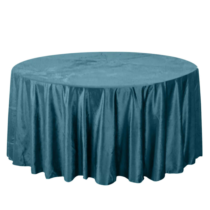 120Inch Peacock Teal Seamless Premium Velvet Round Tablecloth, Reusable Linen