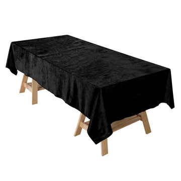 Premium Velvet 60"x102" Rectangle Tablecloth Black - Reusable & Soft Table Cover for Stylish Events