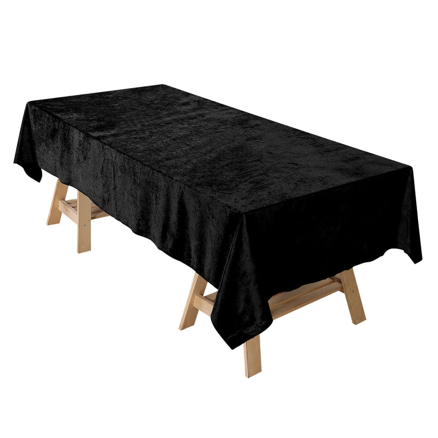 60"x102" Black Premium Velvet Rectangle Tablecloth, Reusable Linen