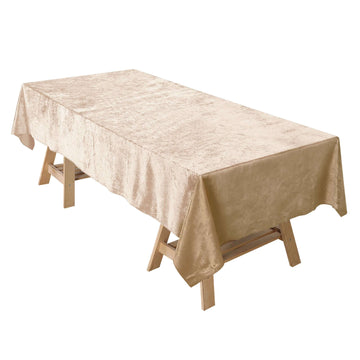 Premium Velvet 60"x102" Rectangle Tablecloth Champagne - Reusable & Soft Table Cover