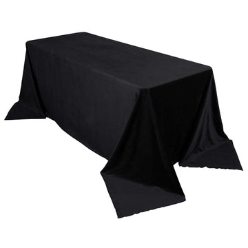 Premium Velvet 90"x132" Rectangle Tablecloth Black - Reusable Soft & Polished Seamless Table Cover for Luxury Weddings & Events