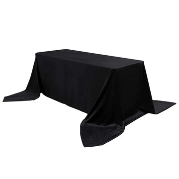 Premium Velvet 90"x156" Rectangle Tablecloth Black - Reusable Soft & Stylish Seamless Table Cover for Sophisticated Weddings & Events