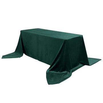 Premium Velvet 90"x156" Rectangle Tablecloth Hunter Emerald Green - Reusable Soft & Seamless Table Cover