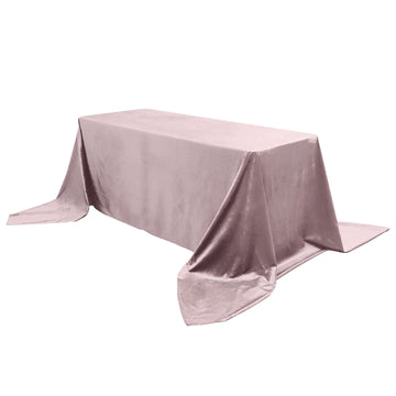 Premium Velvet 90"x156" Rectangle Tablecloth Mauve - Reusable Soft & Seamless Table Cover