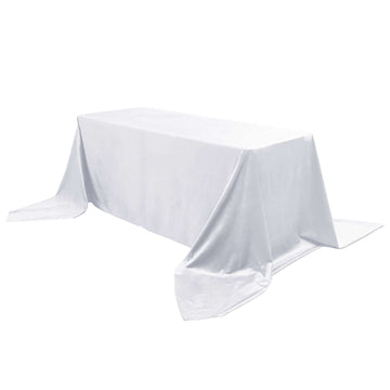 Premium Velvet 90"x156" Rectangle Tablecloth White - Reusable Soft & Seamless Table Cover