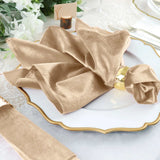 5 Pack | Champagne Premium Sheen Finish Velvet Cloth Dinner Napkins