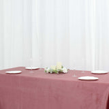 90x132inch Dusty Rose Seamless Premium Velvet Rectangle Tablecloth, Reusable Linen