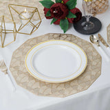 6 Pack Gold Vinyl Placemats, Geometric Woven Non-Slip Dining Table Mats 15"