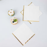 50 Pack | 2 Ply Soft White With Gold Foil Edge Dinner Paper Napkins