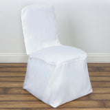 White Polyester Square Top Banquet Chair Cover, Reusable Slip On Chair Cover