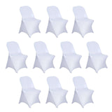 10 Pack White Spandex Folding Slip On Chair Covers, Stretch Fitted Chair Covers - 160 GSM#whtbkgd