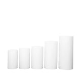 Set of 5 White Cylinder Stretch Fitted Pedestal Pillar Prop Covers