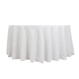 White Seamless Polyester Round Tablecloth 120inch Inherently Flame Retardant Table Cover