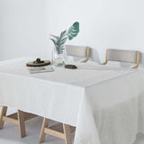 60"x126" White Rectangular Tablecloth, Linen Table Cloth With Slubby Textured, Wrinkle Resistant