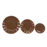 10 Pack 6inch Heavy Duty Disposable Salad Plates with Gold Ruffled Rim, Coffee Brown Disposable