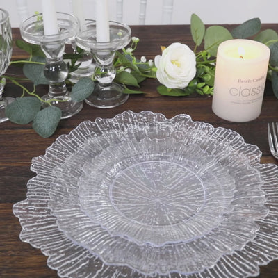 20-Pack 10" Plastic Dinner Plates – Clear Reef Design Party Plates – Elegant Disposable Tableware