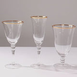 6 Pack Crystal Gold Rimmed Red Wine Glasses with Short Beaded Stem, 16oz Clear Water Goblet Cocktail