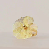 4 Pack Gold Metal Jasmine Flower Napkin Holders with Pearl Center, Decorative Floral Napkin Ring Bands - 2"