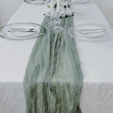 10ft Dusty Sage Green Gauze Cheesecloth Boho Table Runner