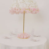 42inch Gold Metal Umbrella Flower Stand with Round Base, Floral Frame Wedding Table Centerpiece