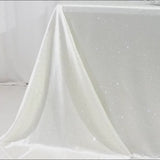 Pearl white rectangular tablecloth with rhinestone accents.