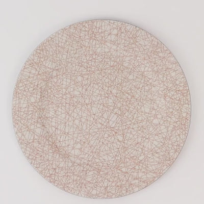 6 Pack Rose Gold Glitter Acrylic Charger Plates with Abstract Lines Pattern