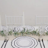 10-Pack Economy Plastic Round Charger Plates 13inch in White with Black Scalloped Rim