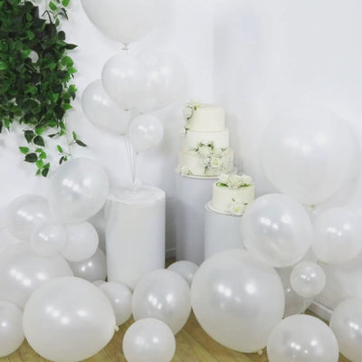 Set of 110 Pearl White Balloon Garland Kit – Biodegradable Extra Strong Latex Balloons#whtbkgd