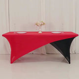 Red Black Cross Over Stretch Spandex Table Cover 6ft Rectangular Fitted Tablecloth for 72"x30" Tables