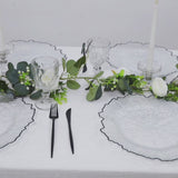 6-Pack Plastic Round Charger Plates 13" in Clear Reef Design with Black Rim, Decorative Dinner Party Serving Plates