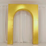 7ft Gold Metallic Spandex Backdrop Stand Cover for Arc de Triomphe Stand, Stretch Fitted Floral Balloon Frame Wedding Arch Cover