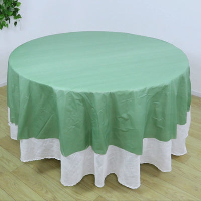 5 Pack Sage Green Round Plastic Table Covers, 84inch PVC Waterproof Disposable Tablecloths