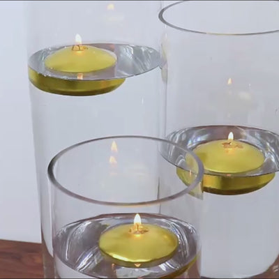 12 Pack 3inch Gold Floating Candles, Unscented Dripless Wax Discs for Centerpieces