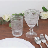 6-Pack Clear Vintage Goblets 11oz – Embossed Glass Cocktail & Wine Glasses with Floral Design