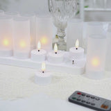 White flameless LED tea light candles with warm flickering effect.