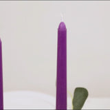 12-Pack Taper Candles Premium Wax Design Purple - Unscented Candles for Upscale Settings