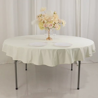 Premium Scuba Round 70" Tablecloth Ivory - Wrinkle Free & Stain Resistant Table Cover