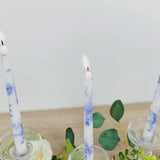 12 Pack French Toile Wax Taper Candles White and Blue Unscented Candles - 10inch