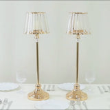 2-Pack 25" Crystal Pendant Candle Holders, Classic Empire Lamp Shade Style in Gold, Votive Candle Stand for Table Centerpieces