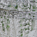 2ft Empire Style Beaded Crystal Chandelier with Silver Ornate Metal Frame, Adjustable Hanging