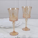 6 Pack 9oz Crystal Cut Glass Goblets Amber Gold – Elegant Vintage Wine, Water & Cocktail Glasses