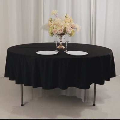 90" Black Premium Scuba Wrinkle Free Round Tablecloth, Scuba Polyester Tablecloth