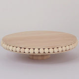 Natural Rustic Wooden Pedestal Cupcake Stand With Beaded Edge