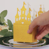 20 Pack Gold Glitter Fairy Tale Castle Favor Boxes, Princess Theme Cardstock Paper Candy Boxes Party